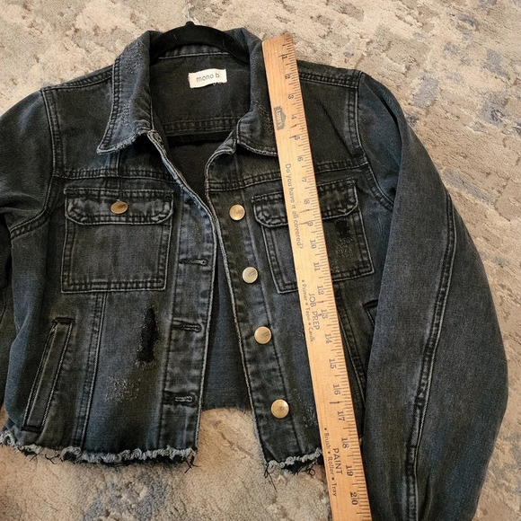 Mono b charcoal distressed jean jacket. - Picture 6 of 17